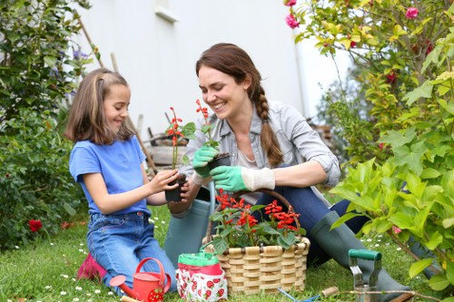 Risk assessment being carried out before garden maintenance work