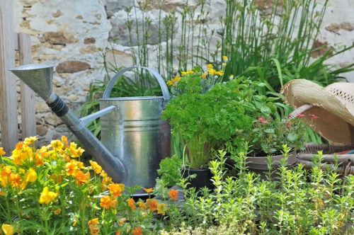Gardening staff in New Southgate wearing protective equipment
